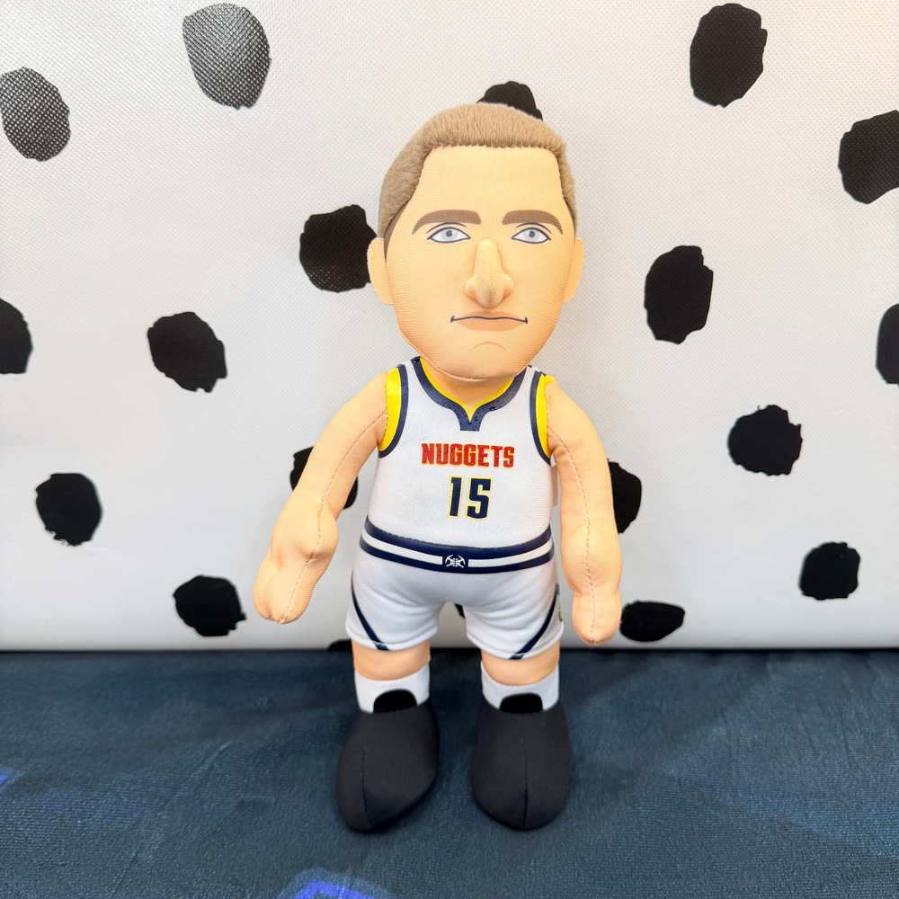 Bleacher Creatures Nikola Jokic Denver Nuggets Plush Figure White Jersey #15 10"